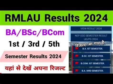 RMLAU Result 2024 (1st 2nd 3rd year): BA BSc BCom MA MSc .